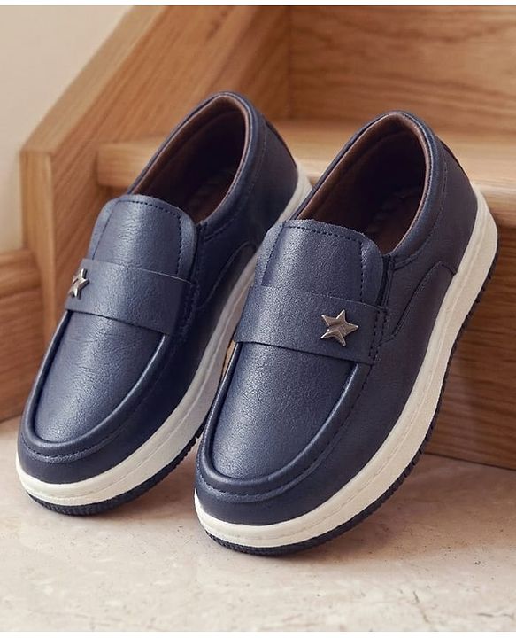 Cute Walk by Babyhug Slip On Loafers With Star Applique - Navy Blue
