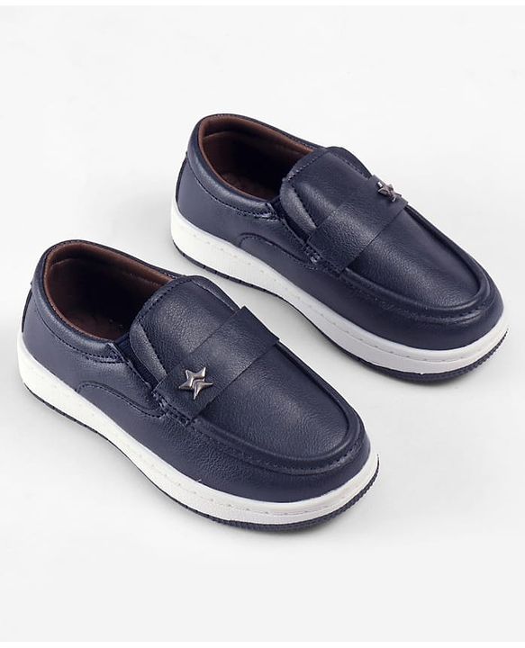 Cute Walk by Babyhug Slip On Loafers With Star Applique - Navy Blue