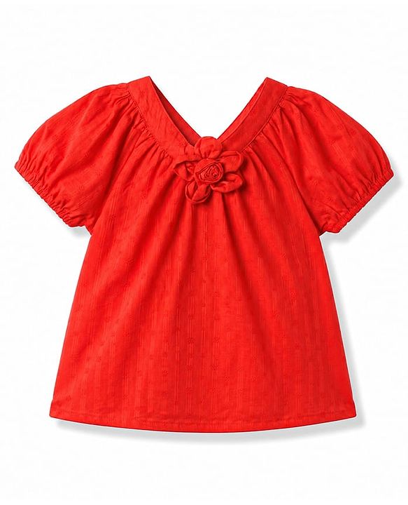 Babyhug Cotton Woven Top Half Sleeves Applique Detailing Multi Color 12-18 Months