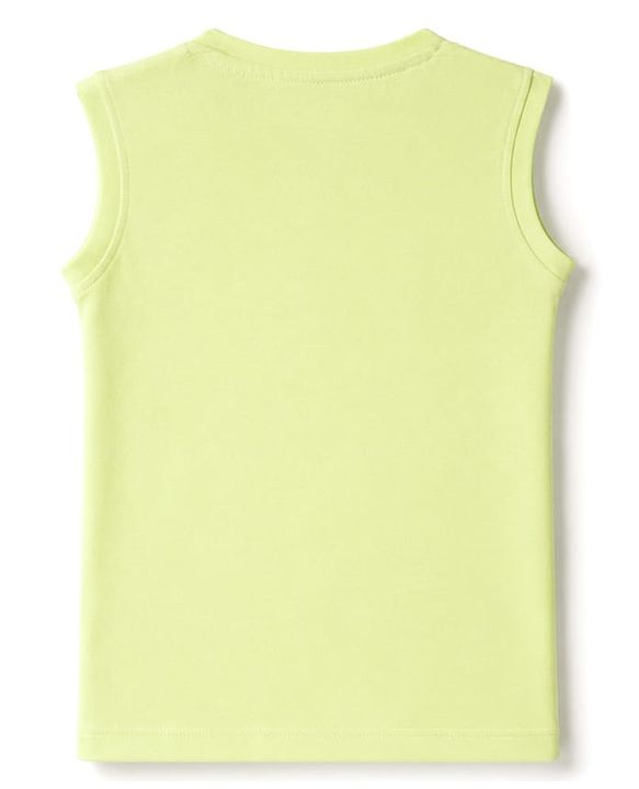 Babyhug 100% Cotton Single Jersey Knit Sleeveless T-Shirt & Shorts Set With Tropical Theme - Limegreen & Blue
