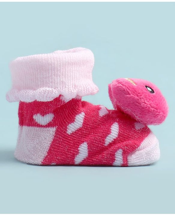 Cute Walk by Babyhug Socks Shoes With Bear Applique - Multicolor