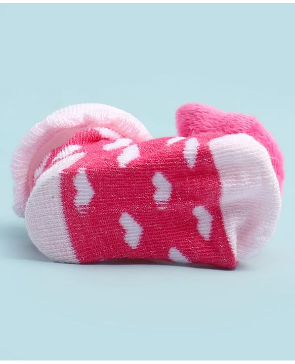 Cute Walk by Babyhug Socks Shoes With Bear Applique - Multicolor