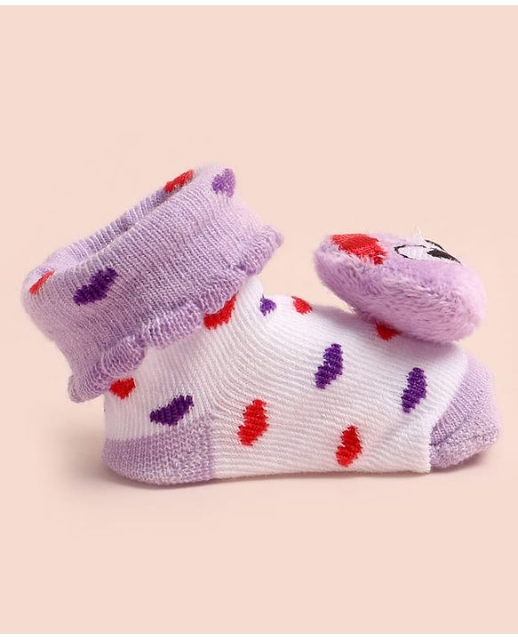 Cute Walk by Babyhug Socks Shoes With Heart Design & Applique - Multicolor