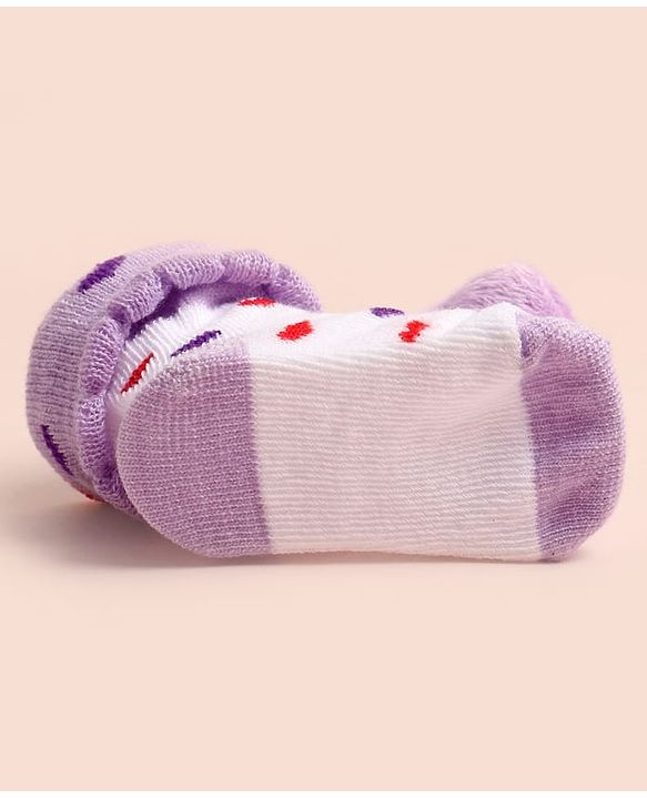 Cute Walk by Babyhug Socks Shoes With Heart Design & Applique - Multicolor