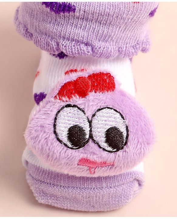 Cute Walk by Babyhug Socks Shoes With Heart Design & Applique - Multicolor