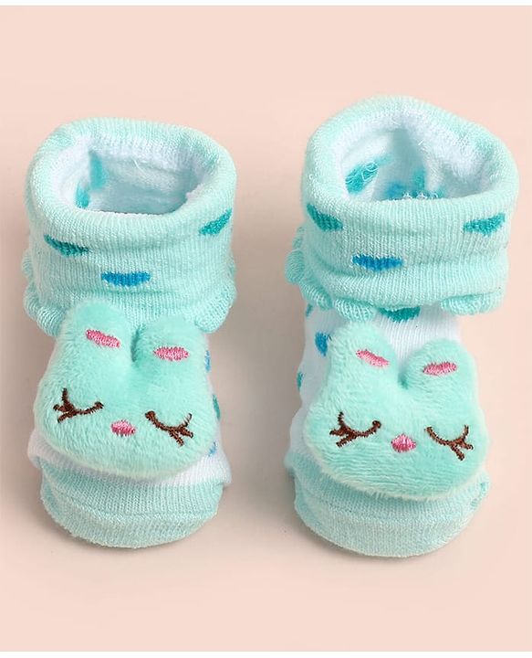 Cute Walk by Babyhug Socks Shoes With Heart Design & Applique - Multicolor
