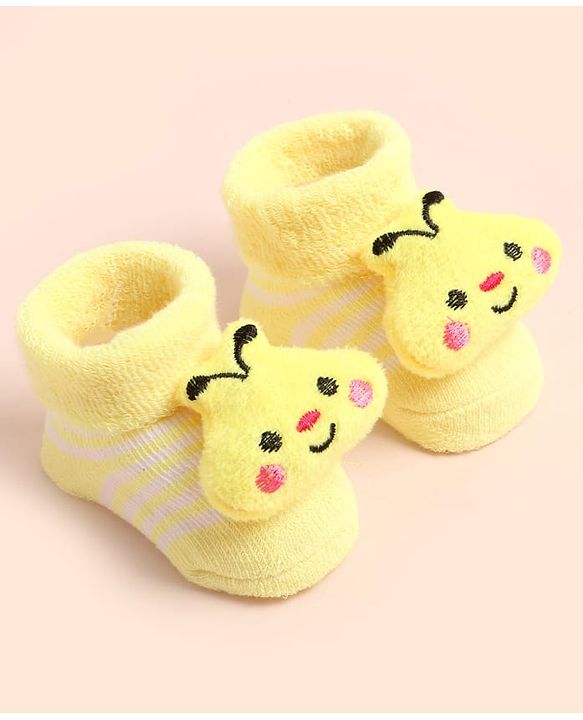 Cute Walk by Babyhug Socks Shoes With Bee Applique - Multicolor