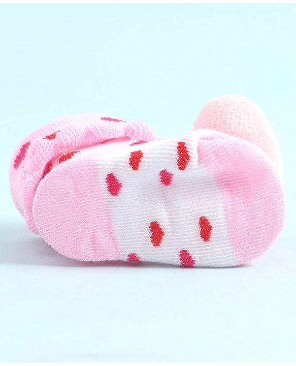 Cute Walk by Babyhug Socks Shoes with Heart Design & Applique - Multicolor