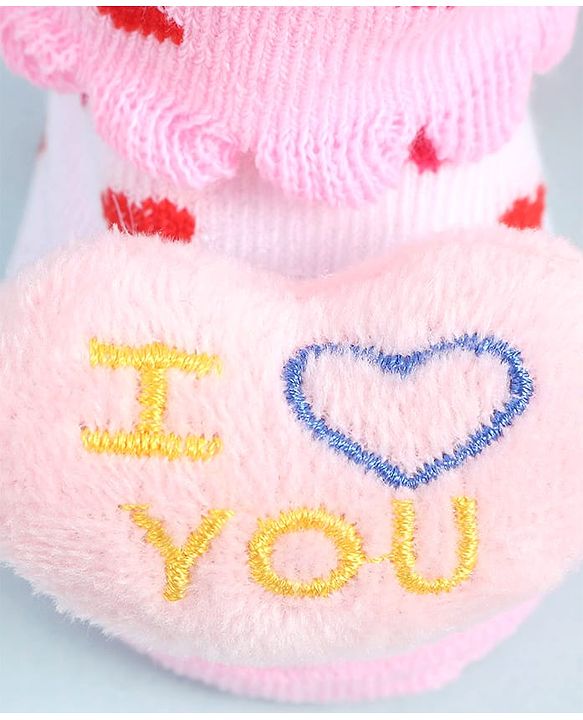 Cute Walk by Babyhug Socks Shoes with Heart Design & Applique - Multicolor