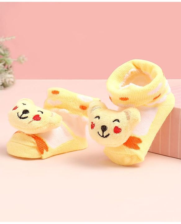 Cute Walk by Babyhug Knee Length Socks Shoes With Bear Applique - Multicolor