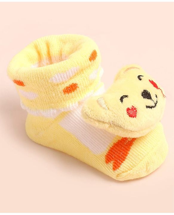 Cute Walk by Babyhug Knee Length Socks Shoes With Bear Applique - Multicolor