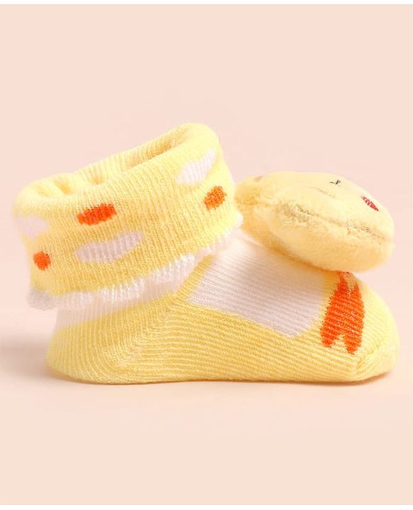 Cute Walk by Babyhug Knee Length Socks Shoes With Bear Applique - Multicolor