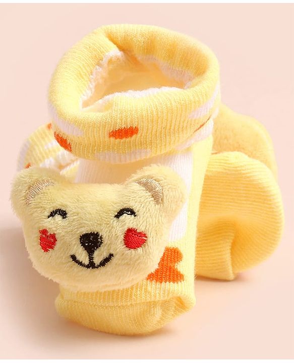 Cute Walk by Babyhug Knee Length Socks Shoes With Bear Applique - Multicolor