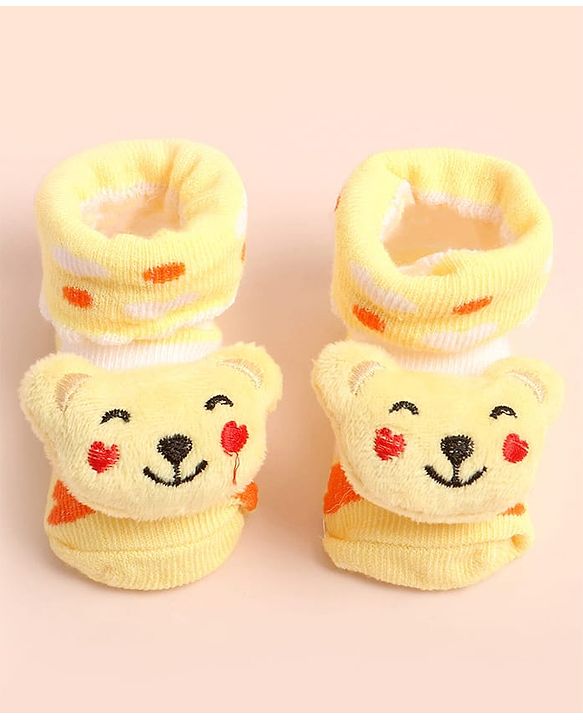 Cute Walk by Babyhug Knee Length Socks Shoes With Bear Applique - Multicolor