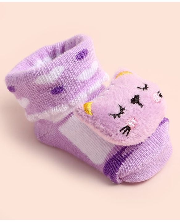 Cute Walk by Babyhug Ankle Length Socks Shoes With Applique - Multicolor