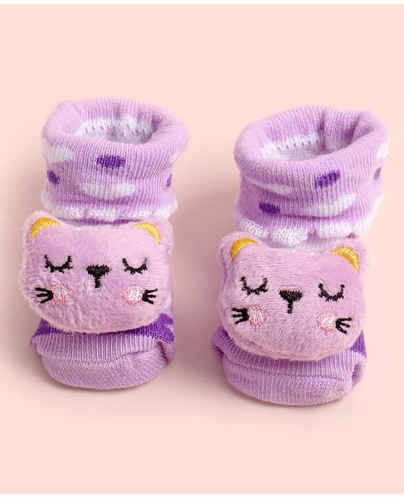 Cute Walk by Babyhug Ankle Length Socks Shoes With Applique - Multicolor