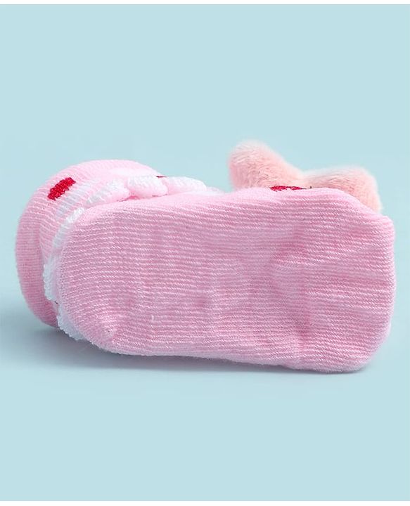 Cute Walk by Babyhug Ankle Length Socks Shoes With Bunny Applique - Multicolor