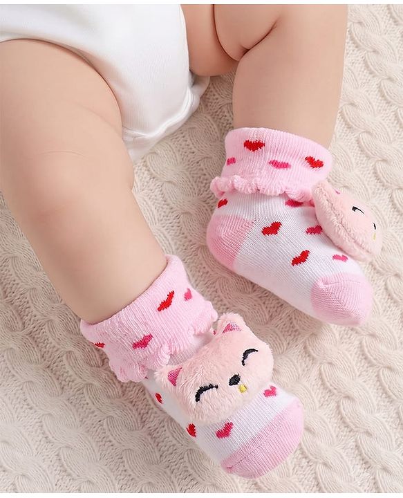 Cute Walk by Babyhug Ankle Length Socks Shoes With Applique - Multicolor