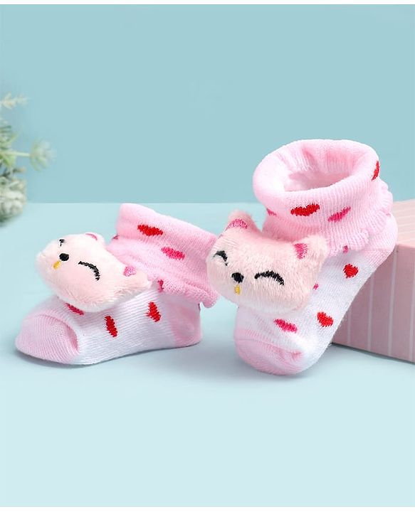 Cute Walk by Babyhug Ankle Length Socks Shoes With Applique - Multicolor