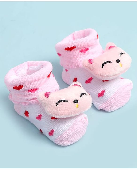 Cute Walk by Babyhug Ankle Length Socks Shoes With Applique - Multicolor