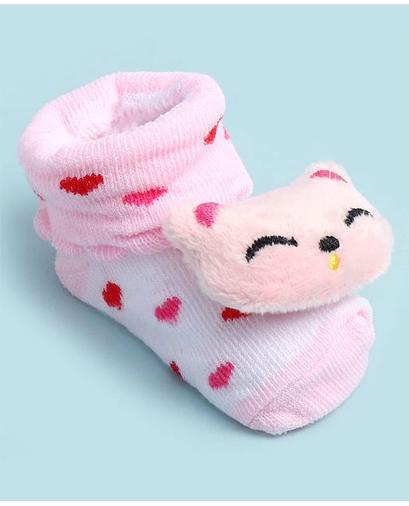 Cute Walk by Babyhug Ankle Length Socks Shoes With Applique - Multicolor