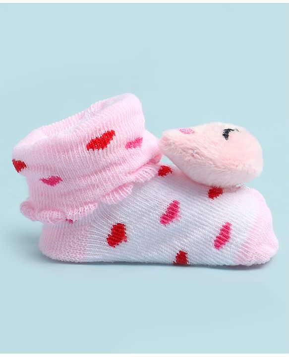 Cute Walk by Babyhug Ankle Length Socks Shoes With Applique - Multicolor