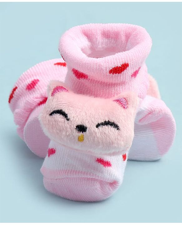 Cute Walk by Babyhug Ankle Length Socks Shoes With Applique - Multicolor