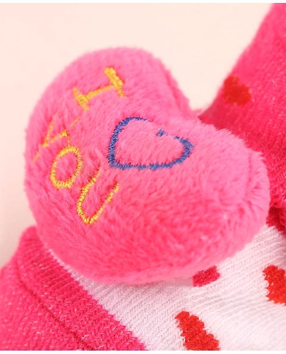 Cute Walk by Babyhug Socks Shoes with Heart Design & Applique - Multicolor
