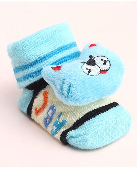 Cute Walk by Babyhug Socks With Large Kitty Applique - Light Blue