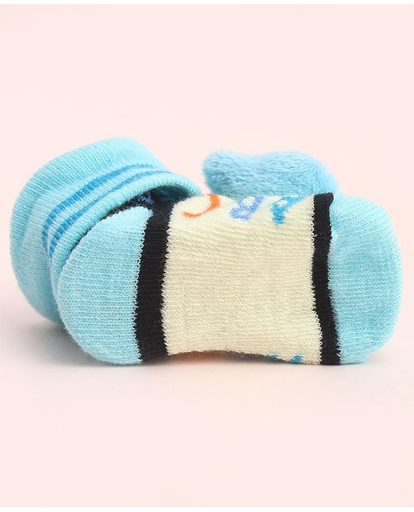 Cute Walk by Babyhug Socks With Large Kitty Applique - Light Blue