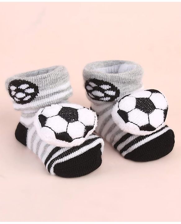 Cute Walk by Babyhug Sock Shoes with Stripes & Ball Applique - Multicolor