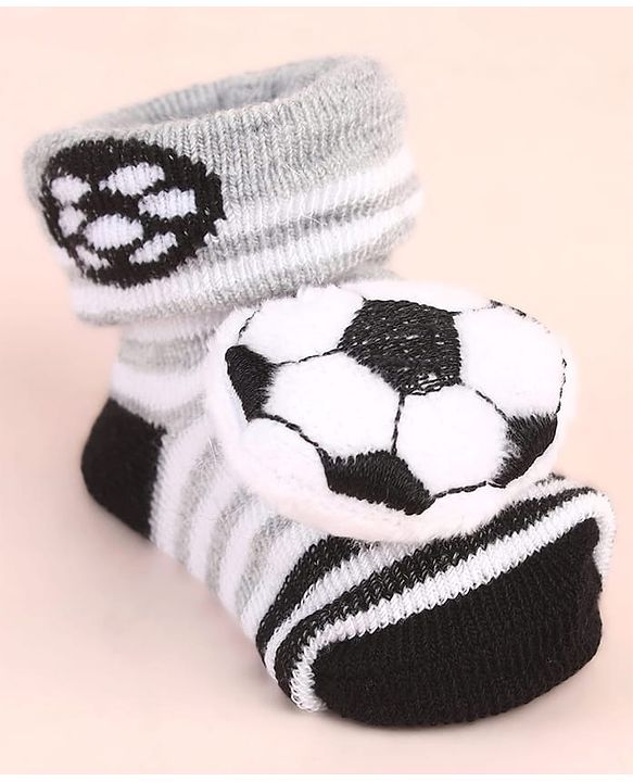 Cute Walk by Babyhug Sock Shoes with Stripes & Ball Applique - Multicolor