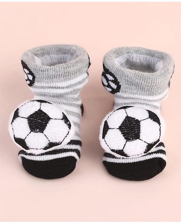Cute Walk by Babyhug Sock Shoes with Stripes & Ball Applique - Multicolor