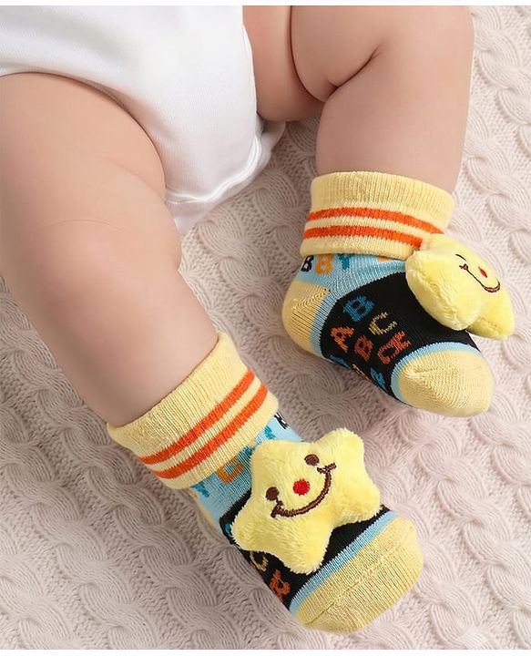 Cute Walk by Babyhug Sock Shoes with AbC Design & Star Applique - Multicolor