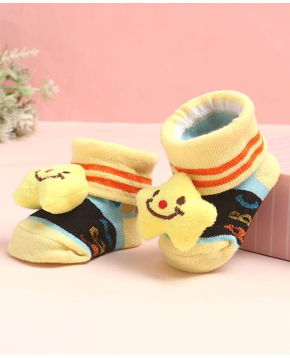 Cute Walk by Babyhug Sock Shoes with AbC Design & Star Applique - Multicolor
