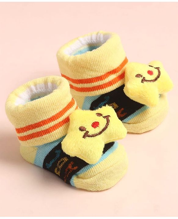 Cute Walk by Babyhug Sock Shoes with AbC Design & Star Applique - Multicolor