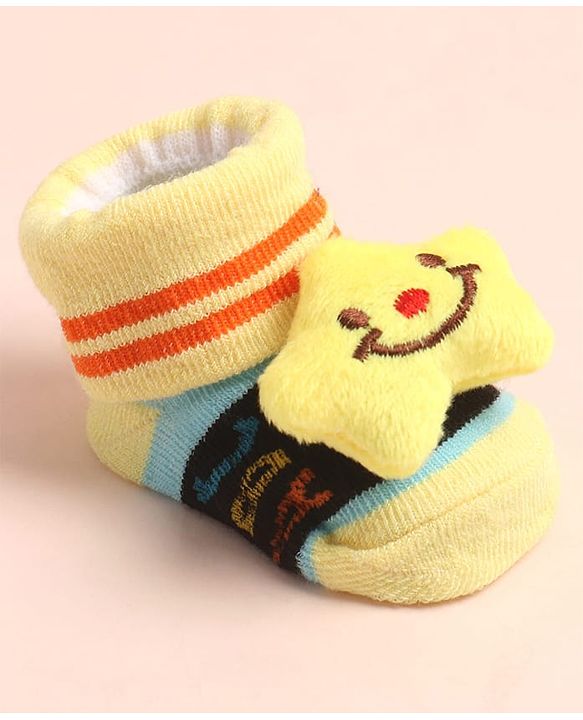 Cute Walk by Babyhug Sock Shoes with AbC Design & Star Applique - Multicolor