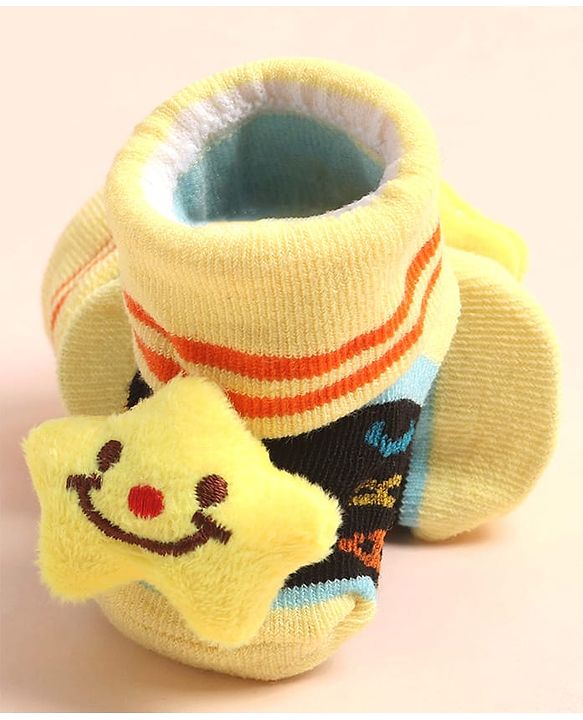 Cute Walk by Babyhug Sock Shoes with AbC Design & Star Applique - Multicolor