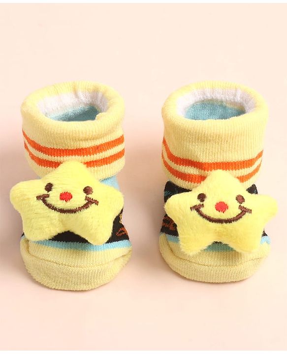 Cute Walk by Babyhug Sock Shoes with AbC Design & Star Applique - Multicolor