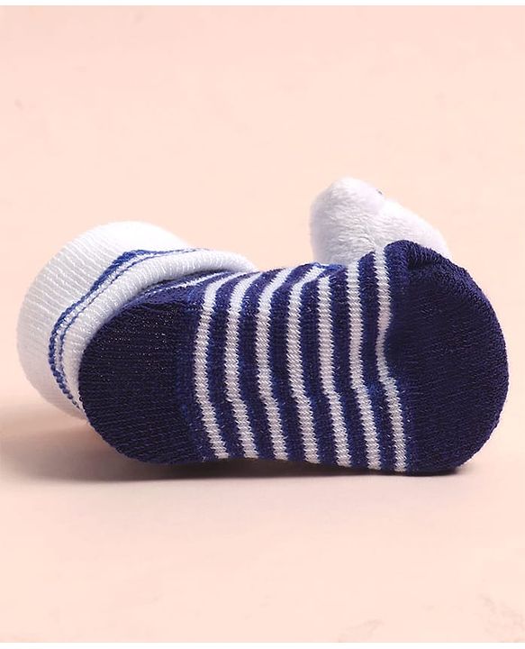Cute Walk by Babyhug Sock Shoes with Stripes & Bear Applique - Multicolor
