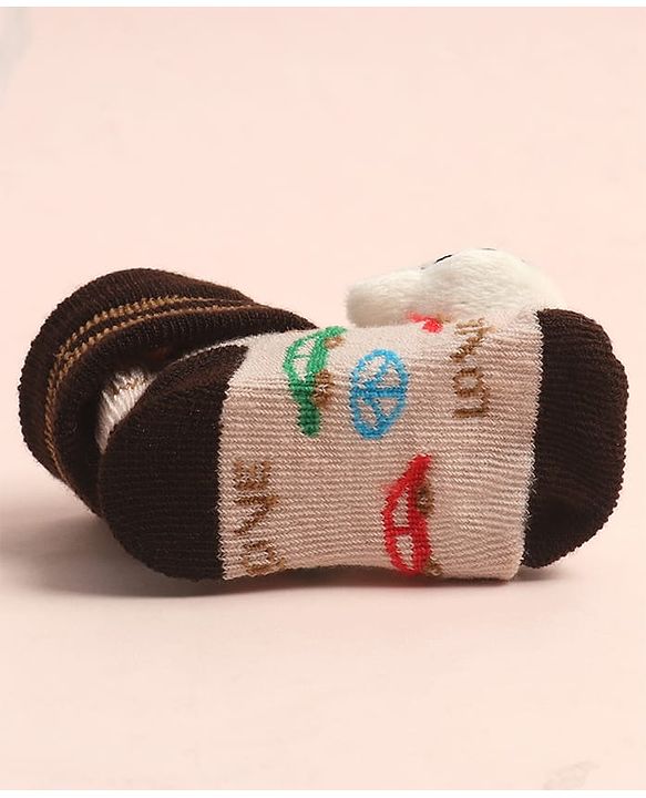Cute Walk by Babyhug Sock Shoes with Car Design & Tiger Applique - Multicolor
