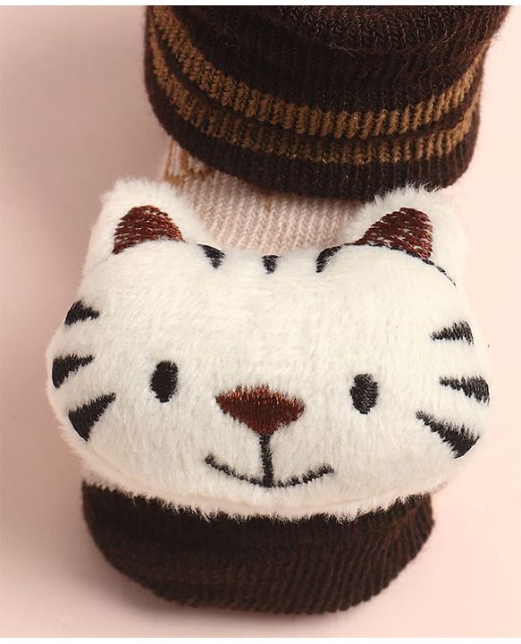 Cute Walk by Babyhug Sock Shoes with Car Design & Tiger Applique - Multicolor