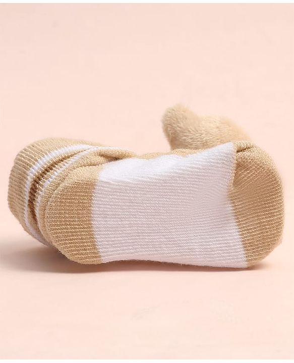 Cute Walk by Babyhug Sock Shoes with Stripes & Bear Applique - Multicolor