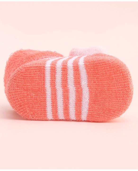 Cute Walk by Babyhug Socks With Large Bear Applique - Coral