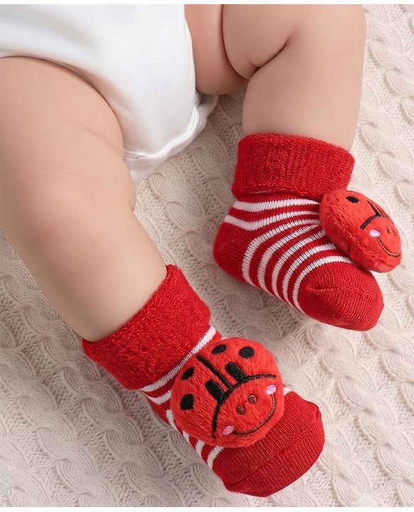 Cute Walk by Babyhug Sock Shoes with Stripes & Applique - Multicolor