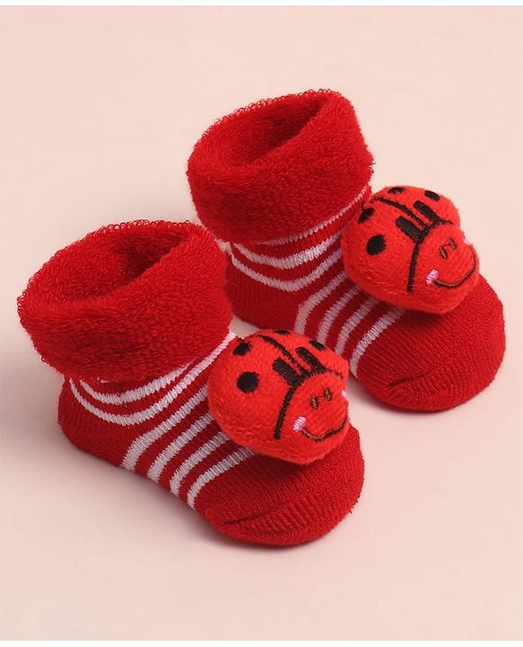 Cute Walk by Babyhug Sock Shoes with Stripes & Applique - Multicolor