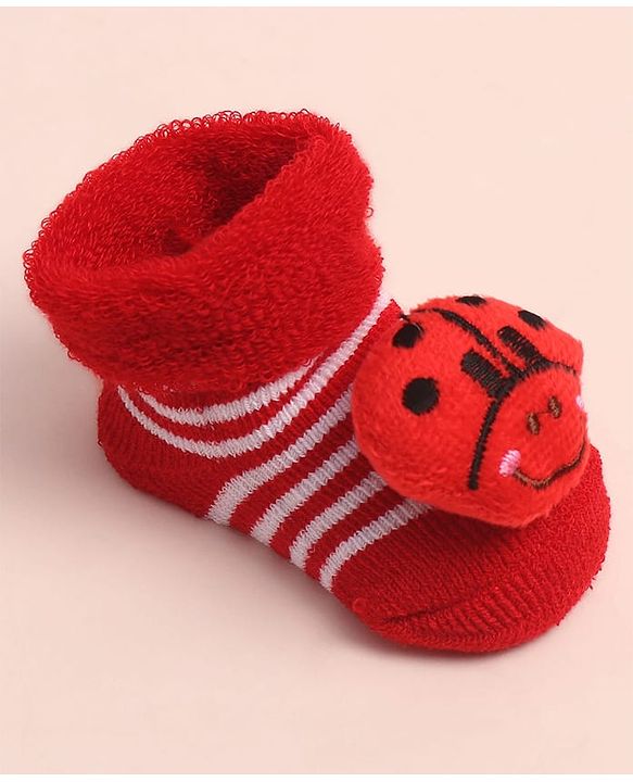Cute Walk by Babyhug Sock Shoes with Stripes & Applique - Multicolor