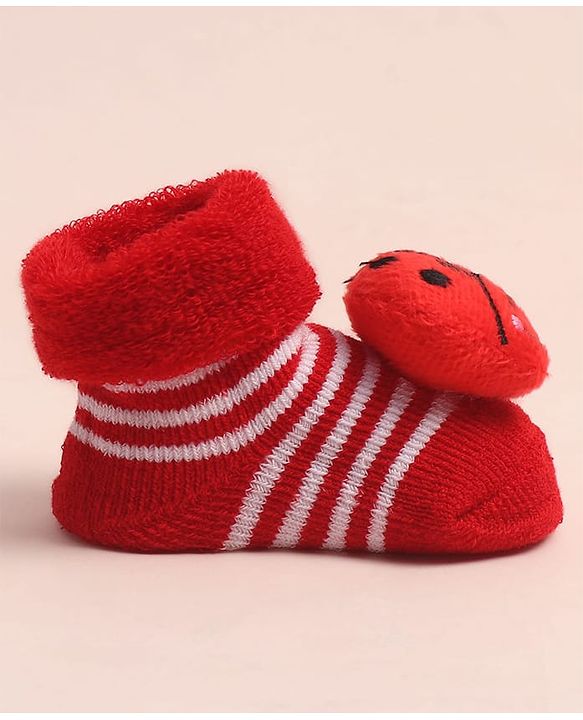Cute Walk by Babyhug Sock Shoes with Stripes & Applique - Multicolor