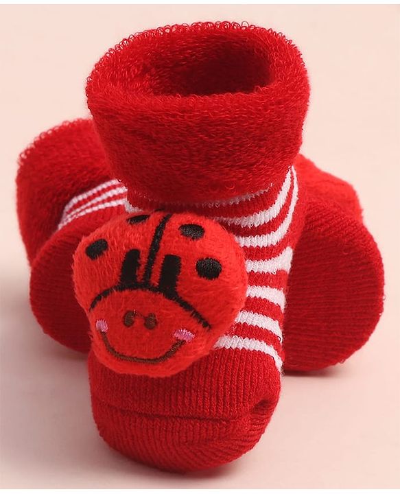 Cute Walk by Babyhug Sock Shoes with Stripes & Applique - Multicolor