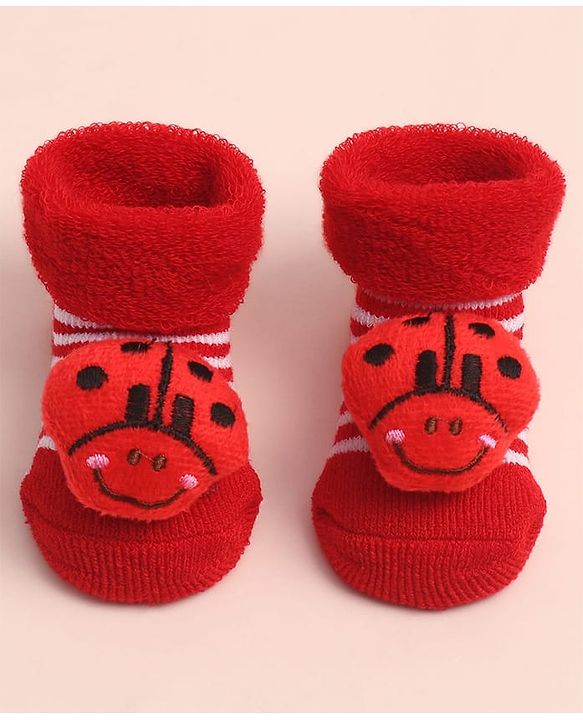 Cute Walk by Babyhug Sock Shoes with Stripes & Applique - Multicolor